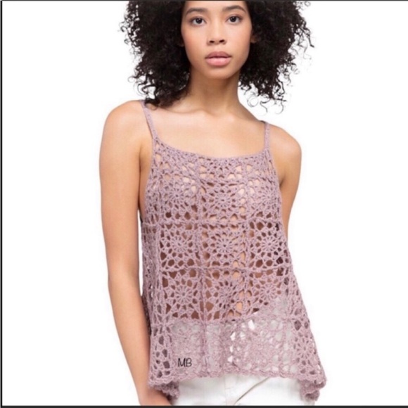 Purple Sleeveless Granny Square Crochet Tank Top - Picture 4 of 7